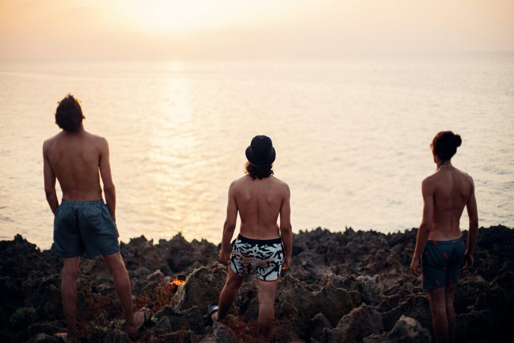 3 men at beach